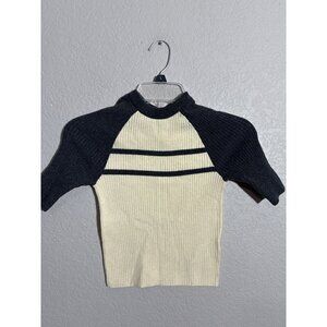 BDG Sweater Womens size XS Raglan Ribbed Knit Top Cream & Black Striped